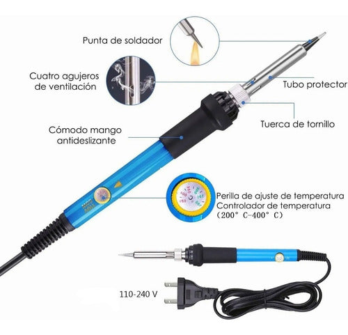 Kit Cautin Para Soldar Eléctrico Punta Tipo Lápiz Estaño