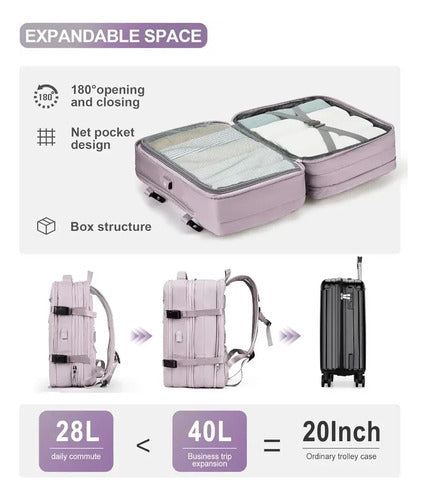 Mochila De Viaje Avión Aprobado Gran Capacidad 40l