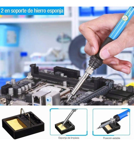 Kit Cautin Para Soldar Eléctrico Punta Tipo Lápiz Estaño