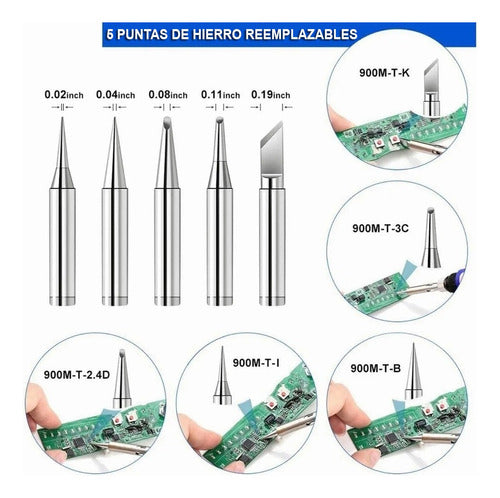 Kit Cautin Para Soldar Eléctrico Punta Tipo Lápiz Estaño