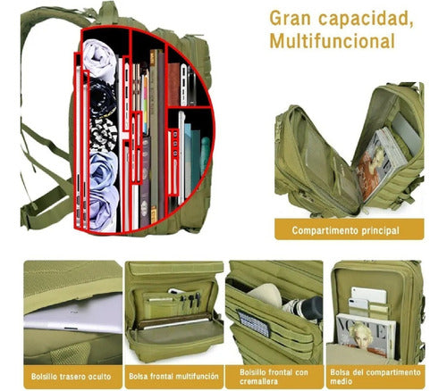 Mochila Tactica 50l Militares Multiusos Camping Notebook